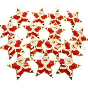 15 VTG Large Christmas Tree Ornament Red Gold Santa Metal Star Collectible 6"